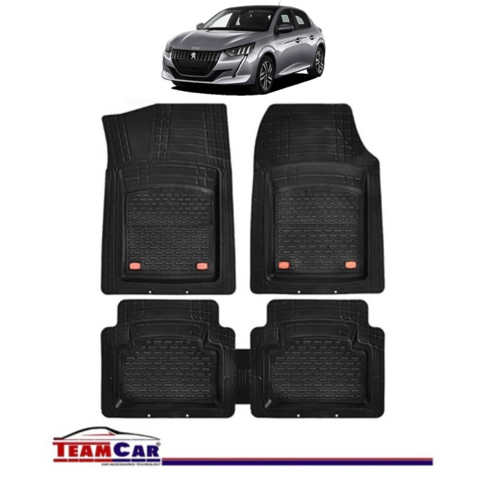 Covorase Auto TeamCar&reg; Tip Tavita Compatibile Peugeot 208 I (2012-2019) Negru Material Rezistent