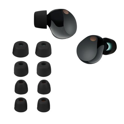 Set 8 Varfuri de schimb Kwmobile pentru Sony WF-1000XM5/WF-1000XM4, Negru, Silicon, KWM0000255B001C foto