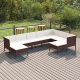 vidaXL Set mobilier de grădină cu perne, 9 piese, maro, poliratan 3094431