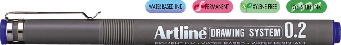 Marker Pentru Desen Tehnic Artline, Varf Fetru 0.2mm - Albastru