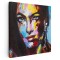 Tablou portret pictura in ulei femeie, multicolor 1392 Tablou canvas pe panza CU RAMA 40x40 cm