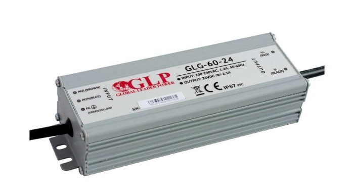 Sursă de alimentare GLP GLG-60-24, driver LED GLP cu tensiune constantă PFC 60W, IP67, 24V/2,5A