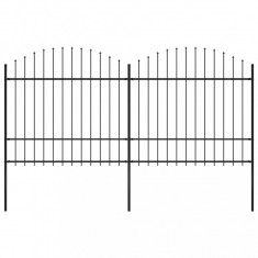 vidaXL Gard de grădină cu vârf suliță, negru, 3,4 m, oțel