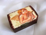 cutie lemn decorata cu ingeras 17449