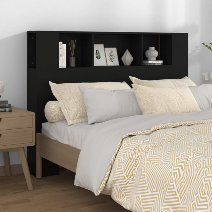 Tablie de pat cu dulap, negru, 140x18,5x104,5 cm GartenMobel Dekor