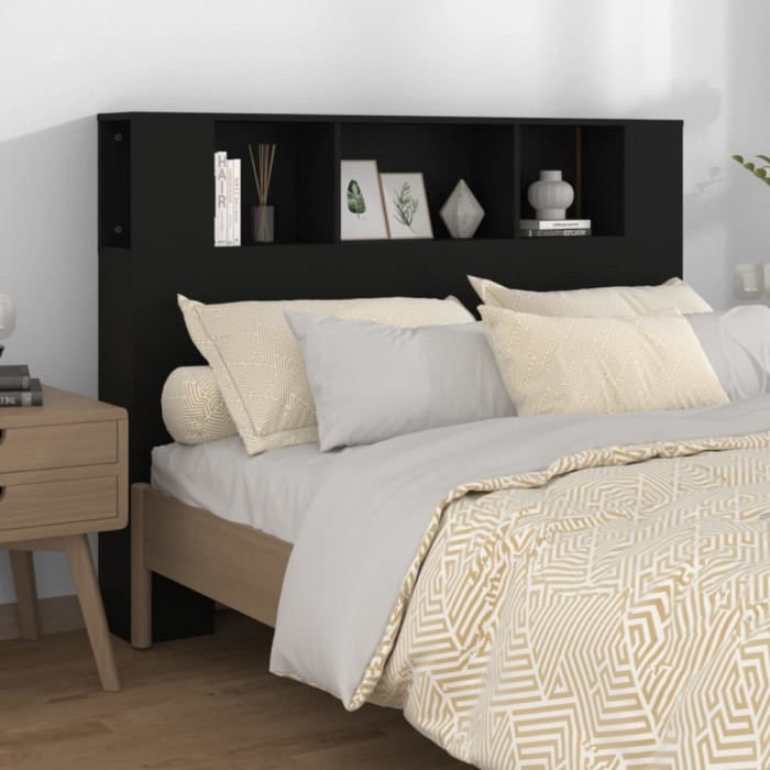 Gossi tablie de pat cu dulap, negru, 140x18,5x104,5 cm