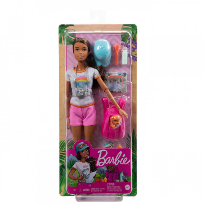 BARBIE, Set de Joaca cu Accesorii, Papusa Barbie, In Drumetie
