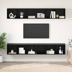vidaXL Dulap pentru TV pe Perete 4 pcs Stejar negru 37 x 37 x 107.5 cm