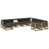 Gossi set canapea de gradina cu perne, 10 piese, lemn de pin tratat