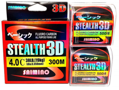 Fir Monofilament Saimino Stealth 3d Fluoro carbon 300m, 0.50mm, 29kg foto