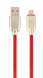 CABLU alimentare si date GEMBIRD, pt. smartphone, USB 2.0 (T) la Micro-USB 2.0 (T), 1m, premium, cablu din cauciuc, rosu, conectori argintii, &amp;quot;CC