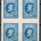 ROMANIA 1926 LP 74 a A 60 a ANIVERSARE A REGELUI FERDINAND VALOAREA 10 LEI ALBASTRU NEDANTELAT BLOC DE 4 TIMBRE STARE MNH