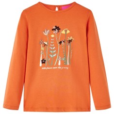Tricou pentru copii cu m&acirc;neci lungi, portocaliu ars, 116