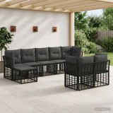 Cumpara ieftin Set de canapele de exterior 8 buc. 9-Locuri Negru si Gri inchis
