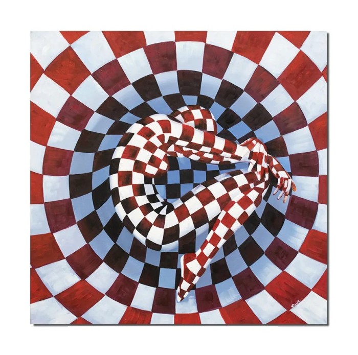 Tablou modern pictat manual, Camuflaj, 90x90cm ulei pe panza, gata de agatat pe perete