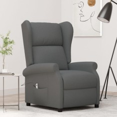 Fotoliu rabatabil electric cu spătar aripi, gri &icirc;nchis, textil