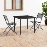 Gossi scaune pliante de exterior, 2 buc., negru, otel si textilena