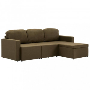 Canapea extensibilă modulară, 3 locuri, maro, material textil, Canapele  fixe, Din stofa, vidaXL | Okazii.ro