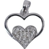 Pandantiv, jolie silver, argint 925, model inima in inima, pietre zirconiu, 20 x 15 mm, 1.2 g