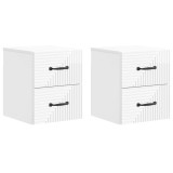 vidaXL Dulap de noapte suspendat cu sertar 2 pcs Alb foarte lucios 898644