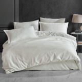 Lenjerie de pat pentru 2 persoane XXL, Bumbac Damasc 100%, 4 piese, Cearceaf pat 240x260, Cearceaf pilota 200x230, Fete de perne 50x70 x 2, crem Relax