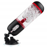 Masturbator Icey cu Suport Handsfree, 9 Moduri Vibratii+3 Moduri Suctiune, Negru/Rosu, GuiltyToys