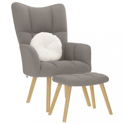 Gossi scaun de relaxare cu taburet, gri taupe, textil foto