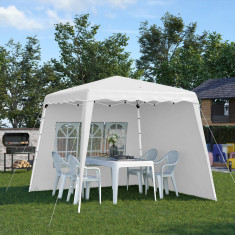 Outsunny Pavilion pliabil cu 2 laterale, Stalpi oblici si geanta de transport, cort de evenimente inaltime reglabila UV50+, cort de gradina, curte, ac