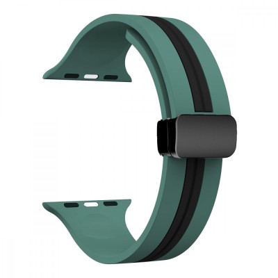 Curea silicon, compatibila Apple Watch 9|8|7|6|5|4|3|2|1 Series, 41mm|40mm|38mm, Jade Stripe foto