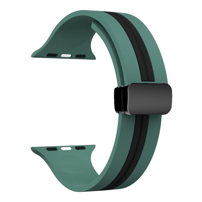 Curea silicon, compatibila Apple Watch 9|8|7|6|5|4|3|2|1 Series, 41mm|40mm|38mm, Jade Stripe