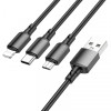 Cablu Incarcare USB-A - Lightning / microUSB / USB-C Borofone BX72, 18W, 1m, Negru, Apple