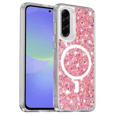 Husa cu sclipici Samsung Galaxy A36 5G Techsuit Sparkly Glitter MagSafe, roz foto