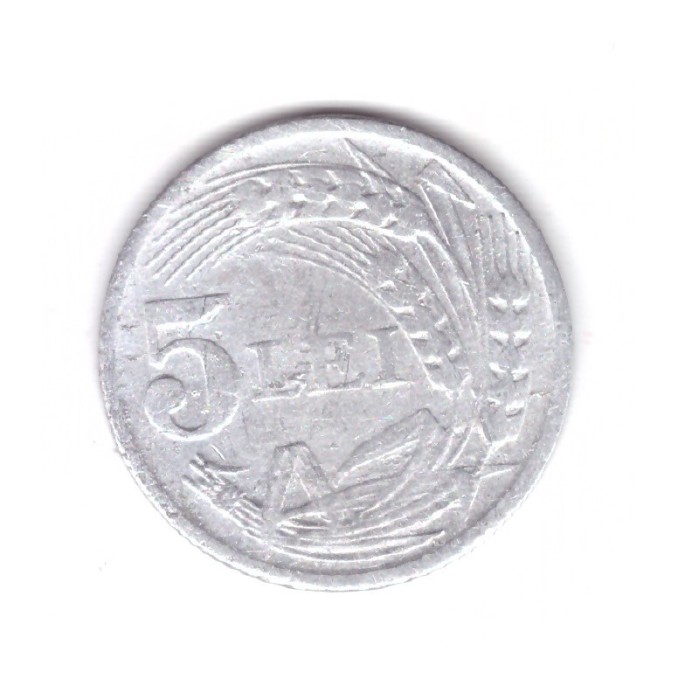 Moneda 5 lei 1947, circulata, uzata, curata