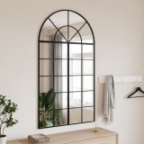 Oglinda Perete Arcuita vidaXL 80x140cm, Negru, Fier, Decorativa, Design Modern, Montare Facila, Sticla Calitate, Reflexie Clara