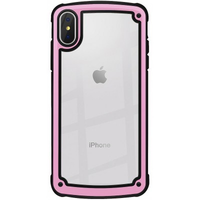 Husa Plastic - TPU OEM Solid Frame pentru Apple iPhone X / Apple iPhone XS, Roz Transparenta foto