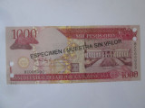 Rara! Republica Dominicana 1000 Pesos Oro 2004 Specimen UNC,bancnota din imagini, Circulata, Iasi, Printata