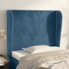 Tablie Pat Catifea Albastru Inchis 93x23x128cm, Aripioare Laterale, Inaltime Reglabila, Suport Spate