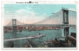 Carte postala circulata SUA 14 Iulie 1924 Manhattan Bridge - New York, Printata