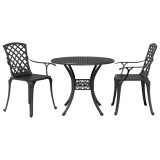 vidaXL Set mobilier bistro, 3 piese, negru, aluminiu turnat 3216331