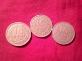 3 Monede RPR 10 bani 1954 , 1955 , 1956 , cal.Buna si F.Buna