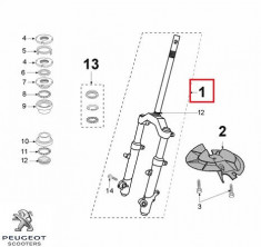 Furca telescopica originala Peugeot Jet Force C-Tech - Jet Force Dark Side - Jet Force WRC - Jet Force TSDI 50-125cc (Paioli) foto