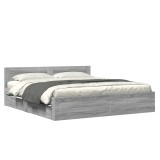 Cumpara ieftin Cadru de pat cu tablie gri sonoma 180x200 cm lemn prelucrat
