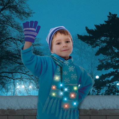 Eșarfă de Crăciun - 100 cm - LED, cu baterii, albastru foto