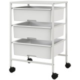 HOMCOM Cărucior Multifuncțional cu 3 Coșuri și Roți, Cărucior pentru Bucătărie și Birou din Oțel și Plastic, 40.8x33.5x60.5 cm, Alb | Aosom Romania