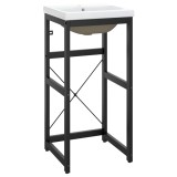 Cumpara ieftin Cadru lavoar baie cu chiuveta incorporata, negru, fier