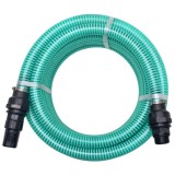 Cumpara ieftin Furtun de aspirare cu racorduri, verde, 22 mm, 7 m