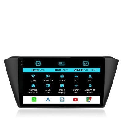 Navigatie Dedicata Skoda Fabia (2014-2019), Incell 9Inch, 8Gb Ram, 256Gb Stocare, Carplay foto