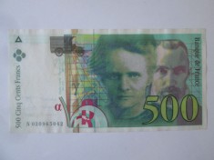 Fran?a 500 Francs/Franci 1994 in stare foarte buna,bancnota din imagini foto