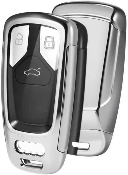 Husa Cheie Audi A4 SmartKey TPU+PC Silver