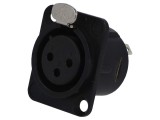 Conector XLR soclu mamă 3 pini cu buton lipire neagră 16A